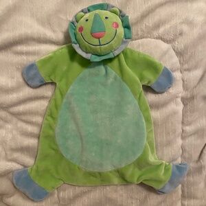 Manhattan Toy Lion Green Blue 2004 Plush Baby Security Blanket Lovey